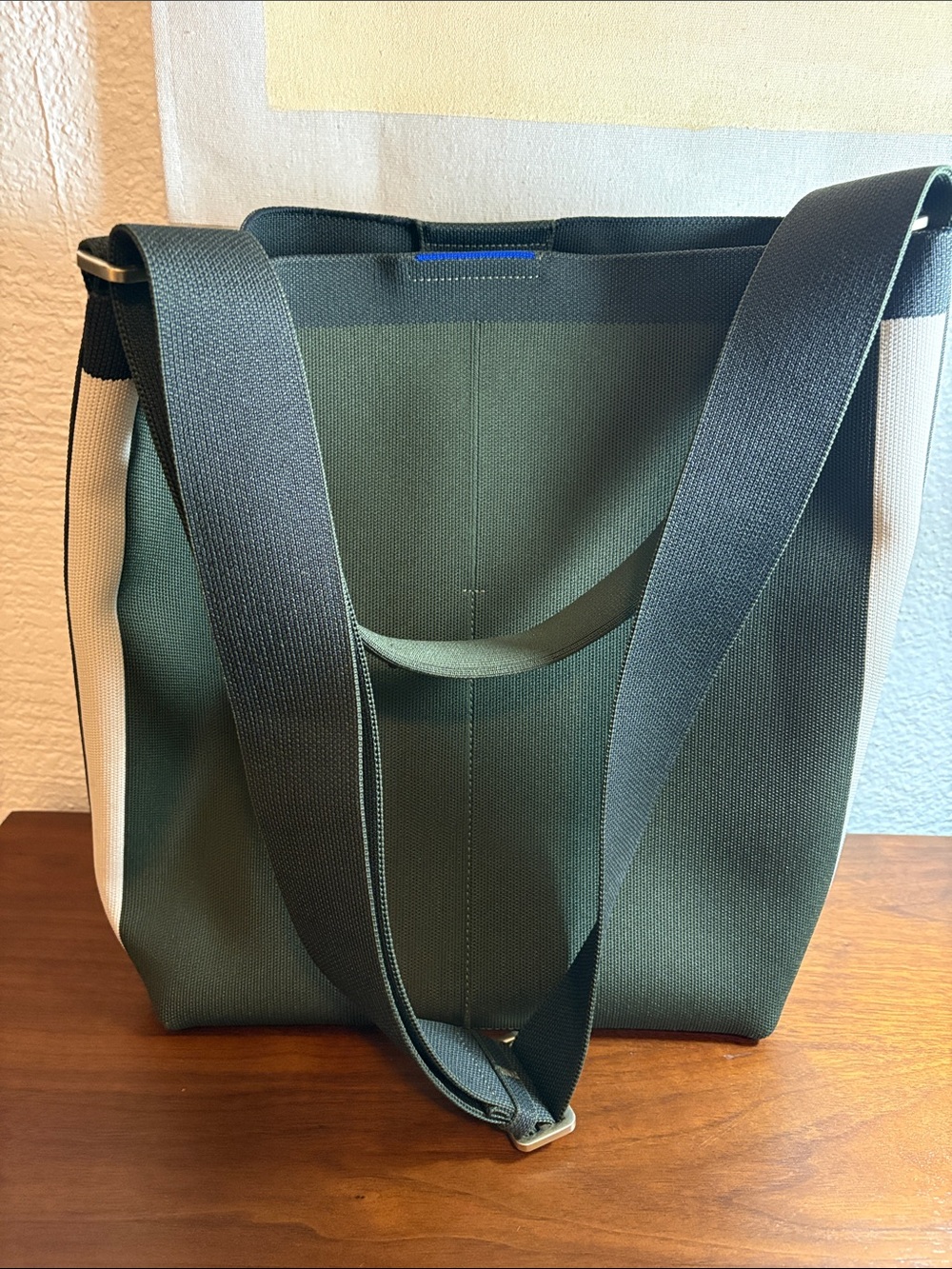 Rothy’s The Bucket Bag - Deep Forest, Black and White Striped